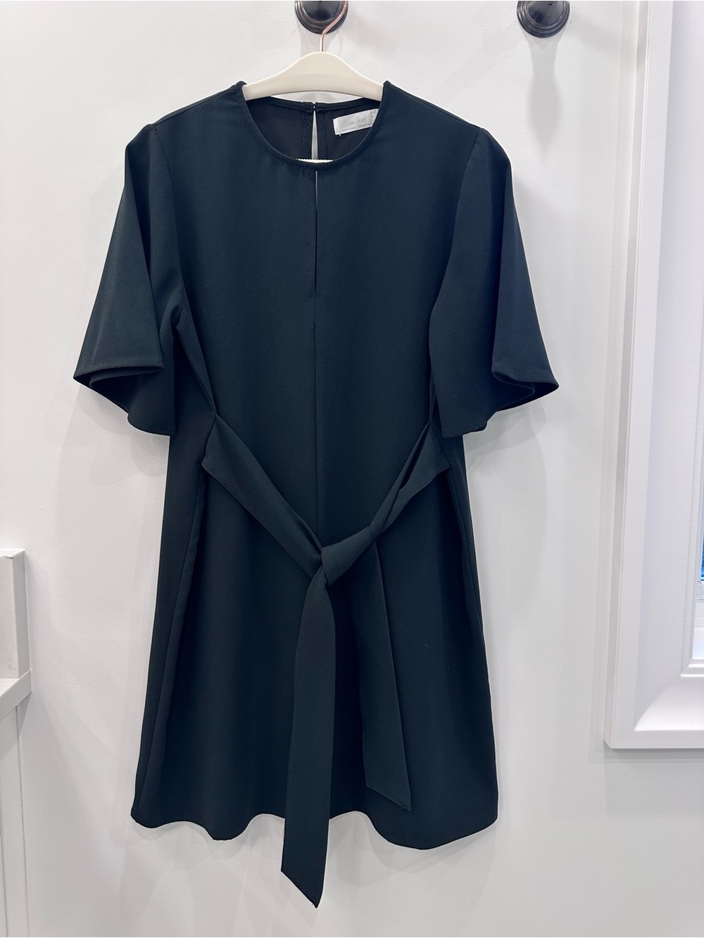 OAK + FORT Black Tie-Waist Wide Sleeve Dress